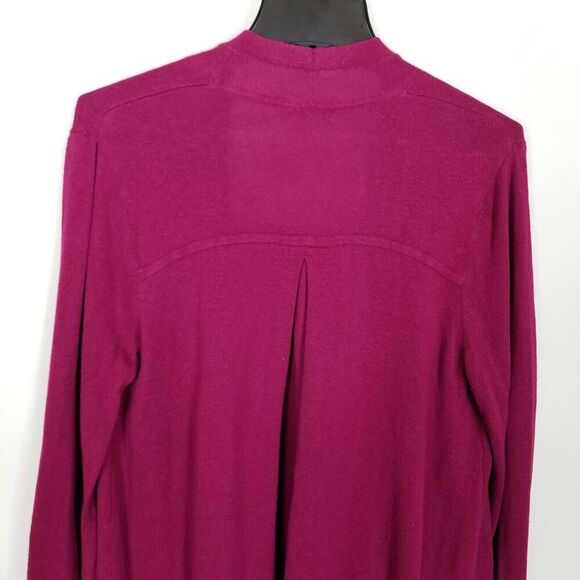 J Jill Cardigan Womens Size S  Purple Red Linen Blend Long Sleeve Open Sweater - Picture 5 of 8